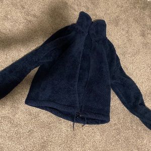 fuzzy blue sweatshirt